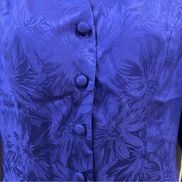 CC Courtenay Vintage Silk Blue Tone on Tone Long Sleeve Blouse Size 10 - Picture 3 of 9